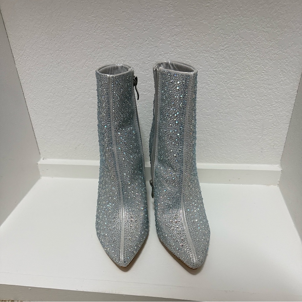 Silver Rhinestone Ankle Boots - Picture 2 of 4